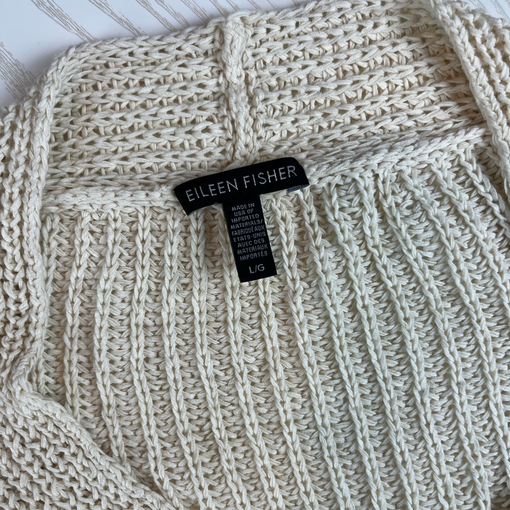 Eileen Fisher Loose Knit Linen Blend Sweater - Picture 4 of 9